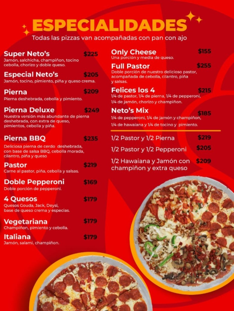 Pizzas especialidades de la casa